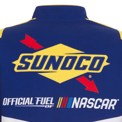 Men's NASCAR JH Design Royal/Yellow Sunoco Full-Snap Twill Uniform Jacket | Official Racing Team Varsity Jacket